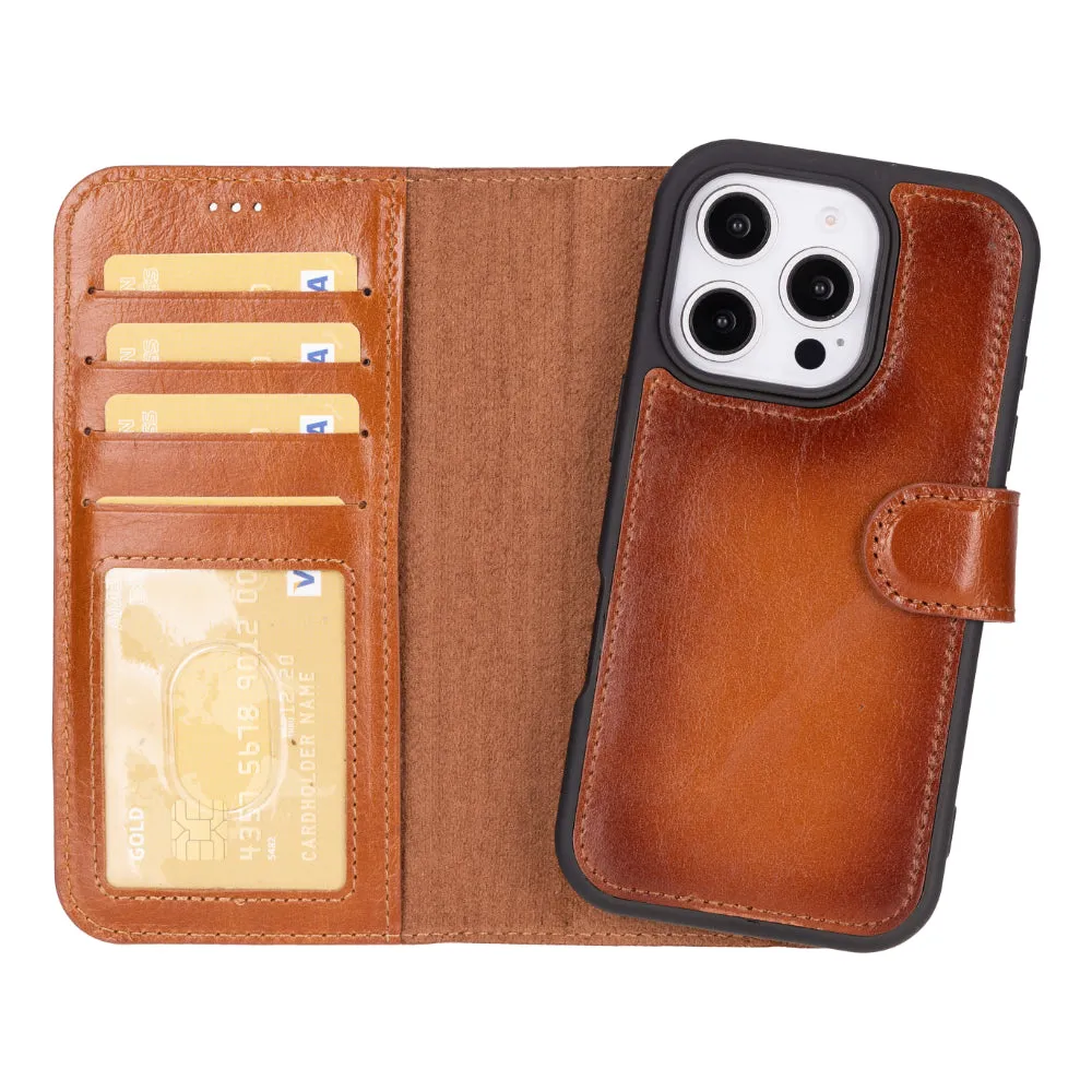 Genuine Leather Detachable  iphone 16 Case