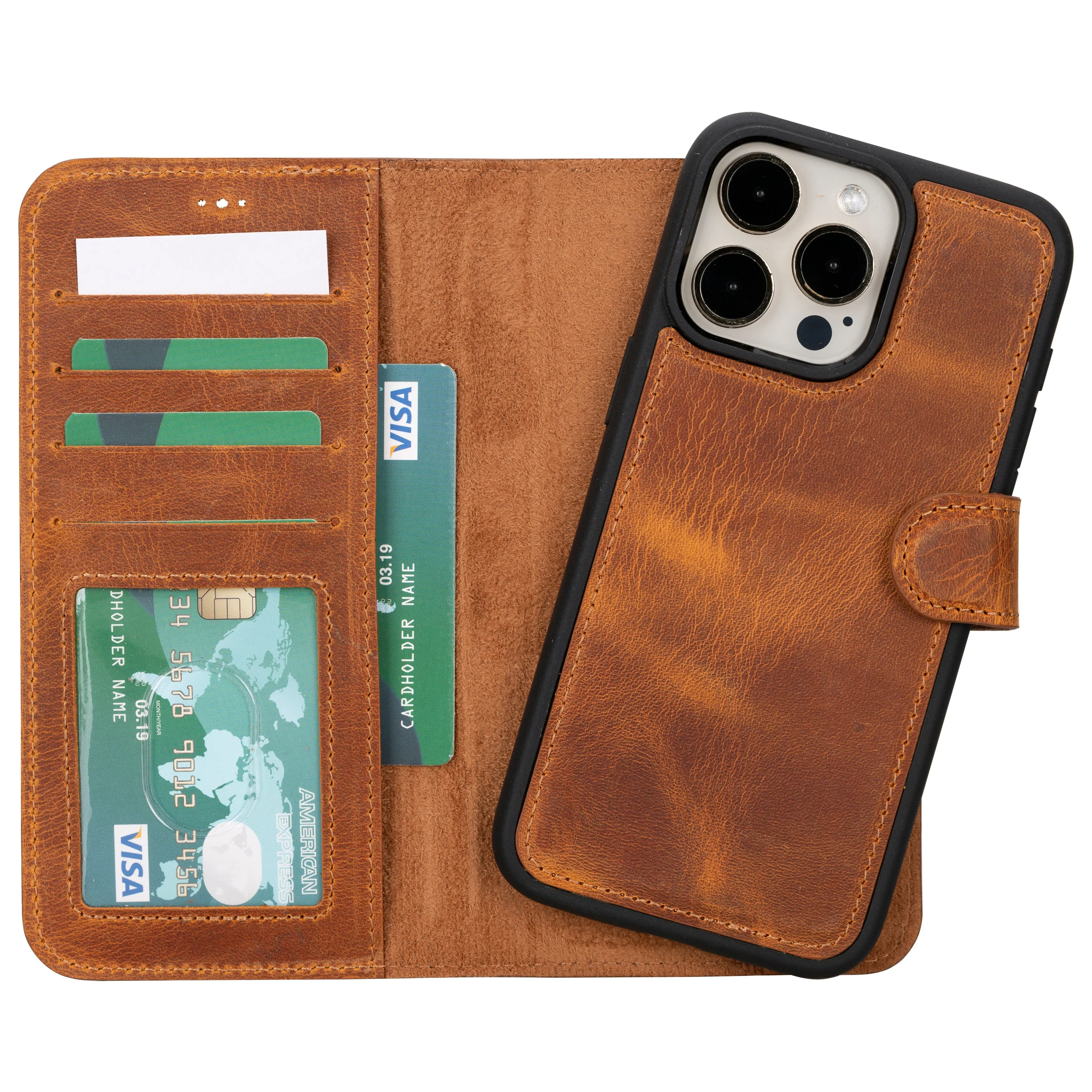 Genuine Leather Detachable  iphone 16 Case