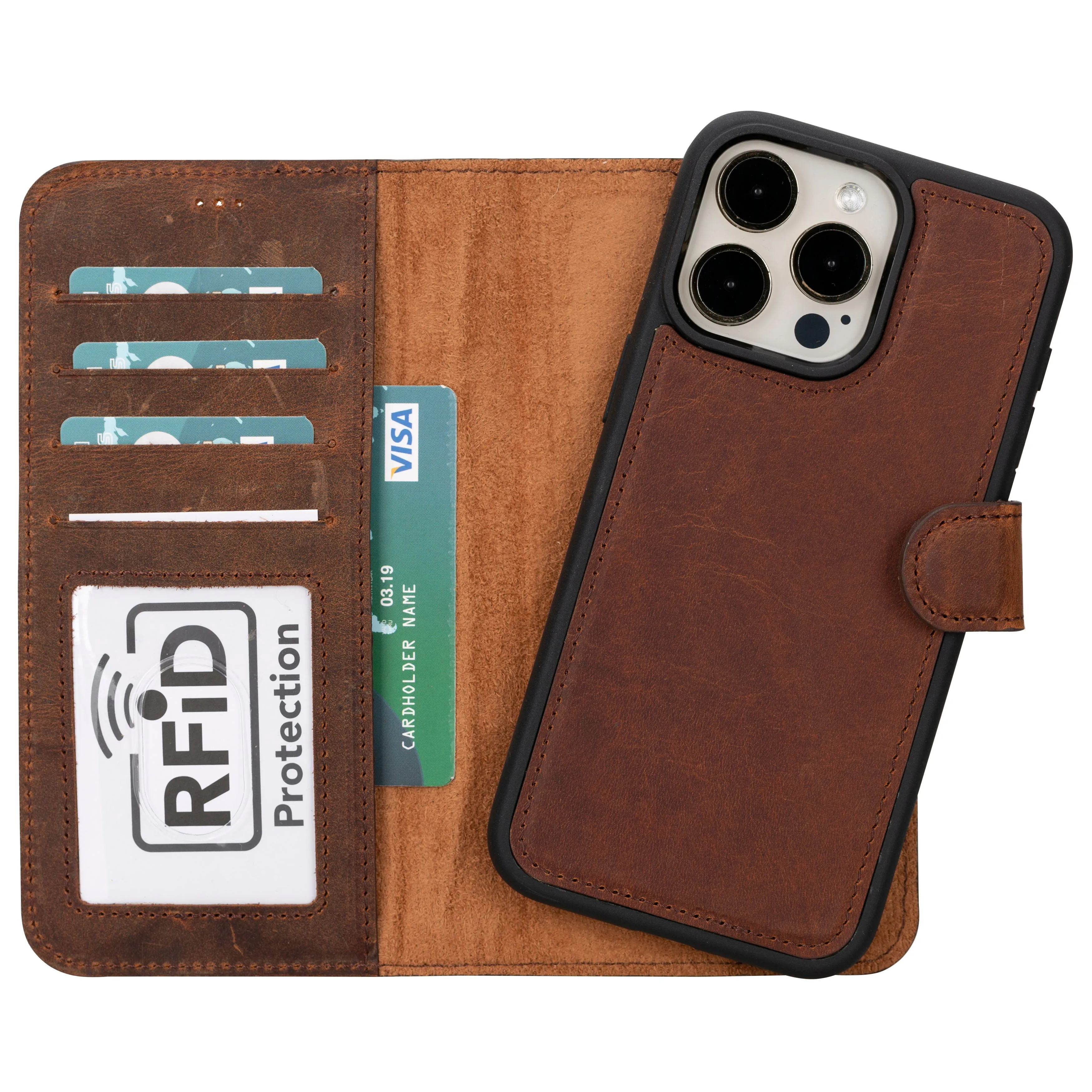 Genuine Leather Detachable  iphone 16 Case