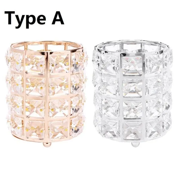 Glitter Metal Makeup Brush Storage Holder Cosmetic Crystal Organizer