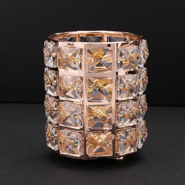 Glitter Metal Makeup Brush Storage Holder Cosmetic Crystal Organizer