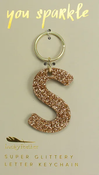 Gold Glitter Letter Keychain - Choice of Letter