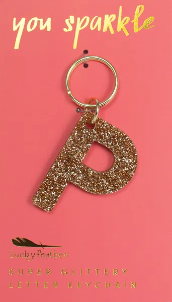 Gold Glitter Letter Keychain - Choice of Letter