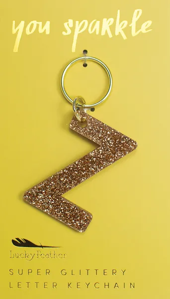Gold Glitter Letter Keychain - Choice of Letter