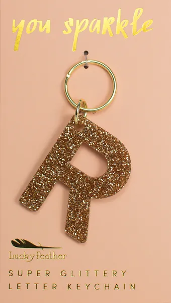 Gold Glitter Letter Keychain - Choice of Letter