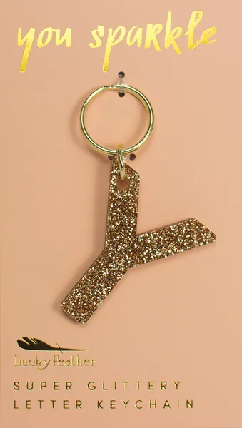 Gold Glitter Letter Keychain - Choice of Letter