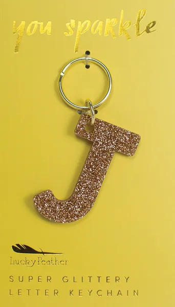Gold Glitter Letter Keychain - Choice of Letter