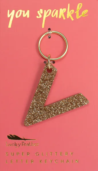 Gold Glitter Letter Keychain - Choice of Letter