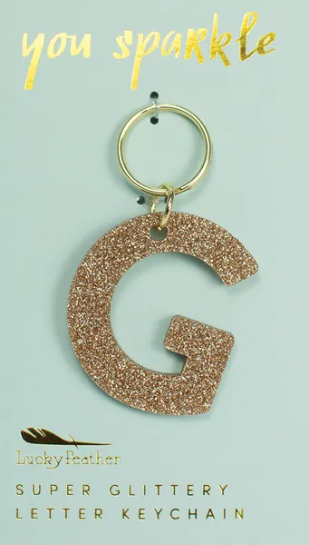 Gold Glitter Letter Keychain - Choice of Letter