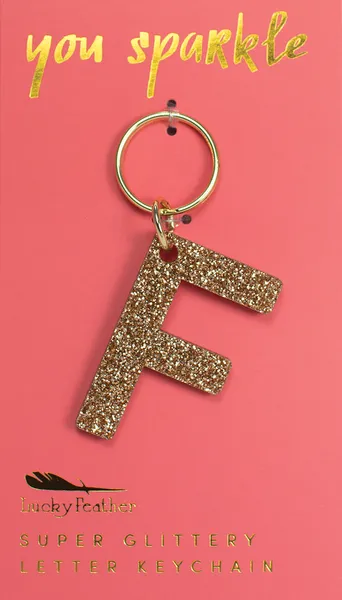 Gold Glitter Letter Keychain - Choice of Letter