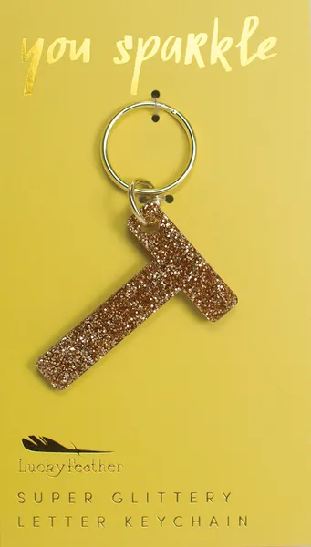 Gold Glitter Letter Keychain - Choice of Letter