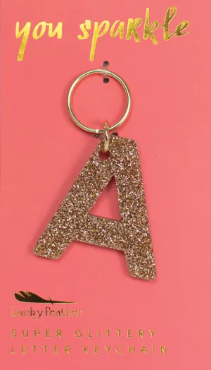 Gold Glitter Letter Keychain - Choice of Letter