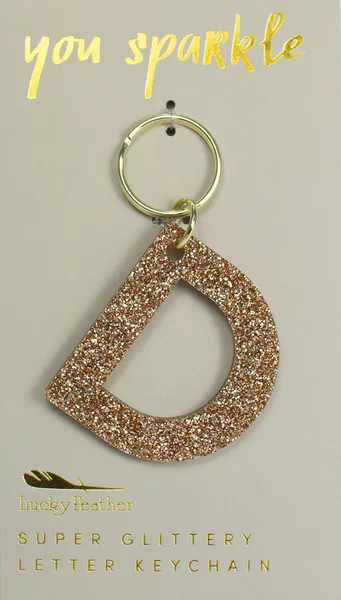 Gold Glitter Letter Keychain - Choice of Letter
