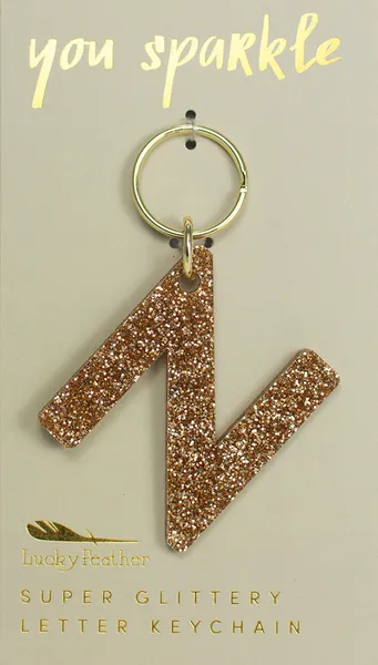Gold Glitter Letter Keychain - Choice of Letter