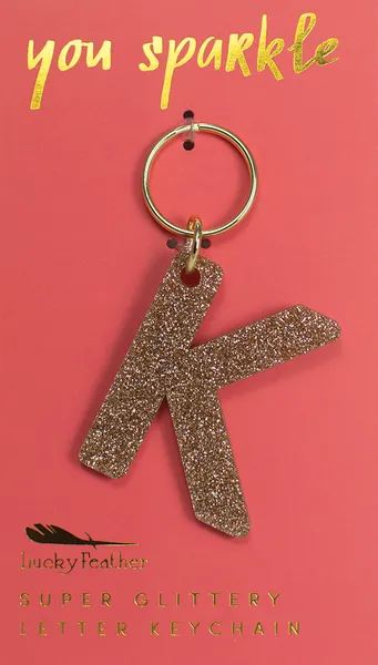 Gold Glitter Letter Keychain - Choice of Letter