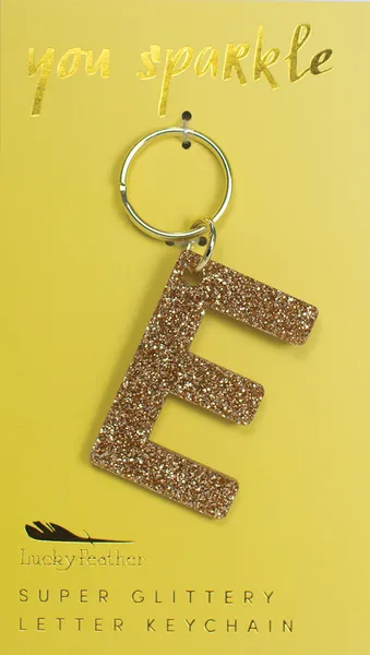 Gold Glitter Letter Keychain - Choice of Letter