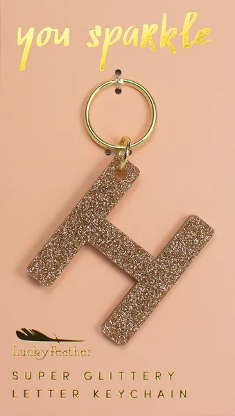 Gold Glitter Letter Keychain - Choice of Letter