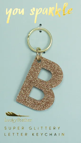 Gold Glitter Letter Keychain - Choice of Letter