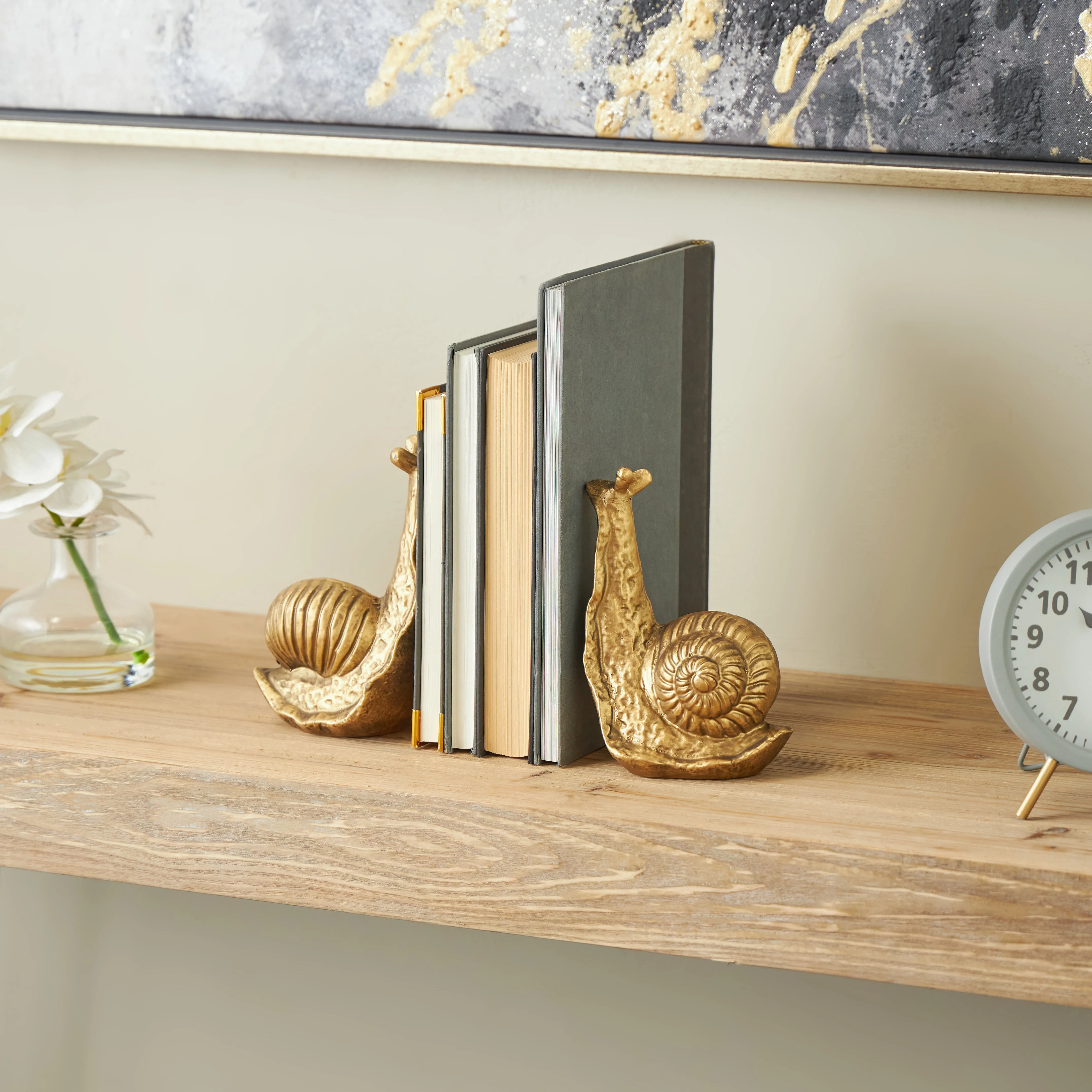 GOLDEN SNAIL BOOKENDS
