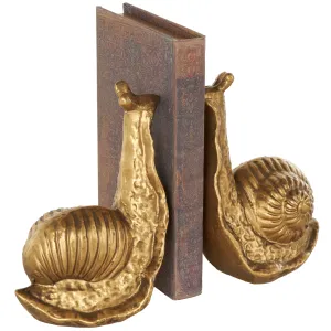 GOLDEN SNAIL BOOKENDS