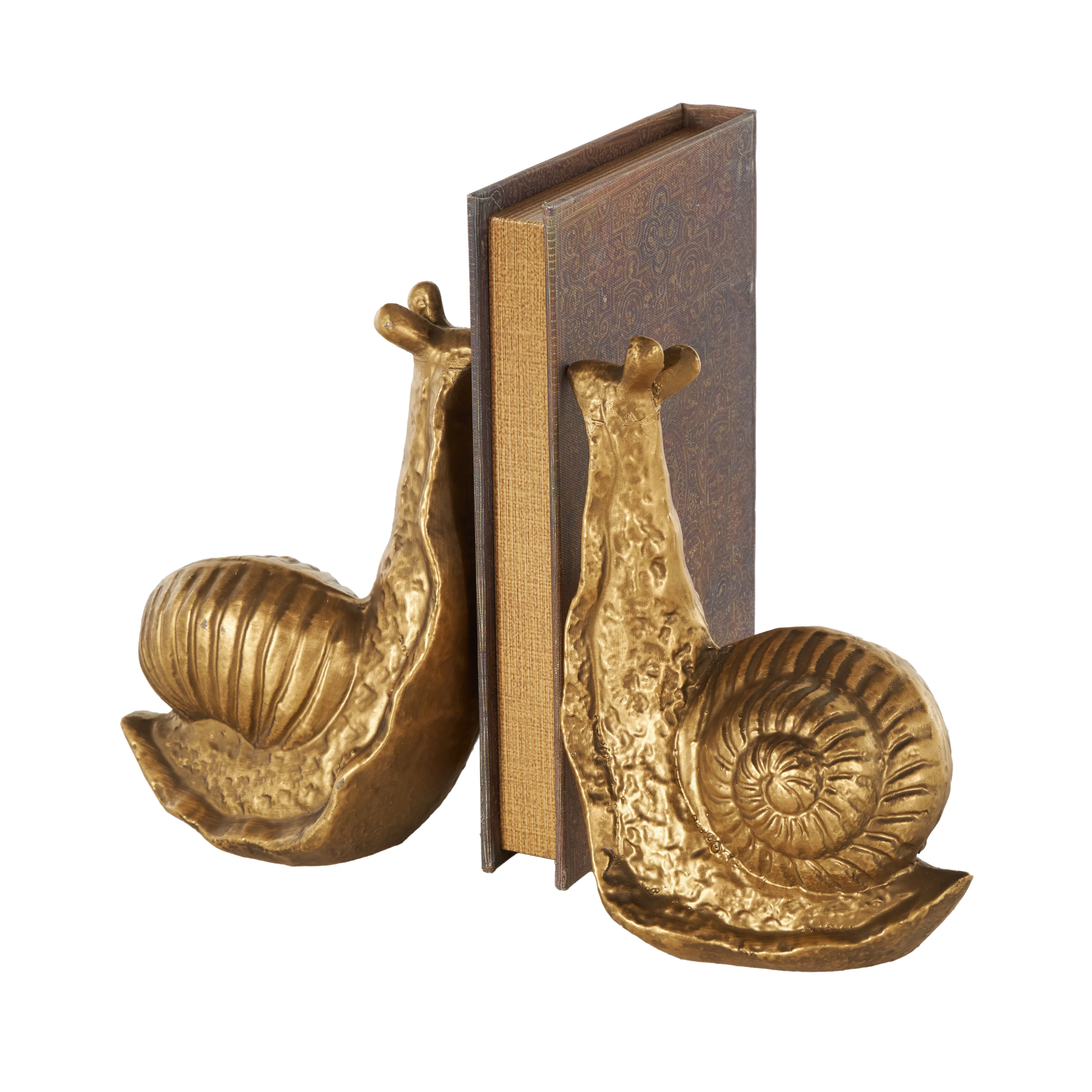 GOLDEN SNAIL BOOKENDS