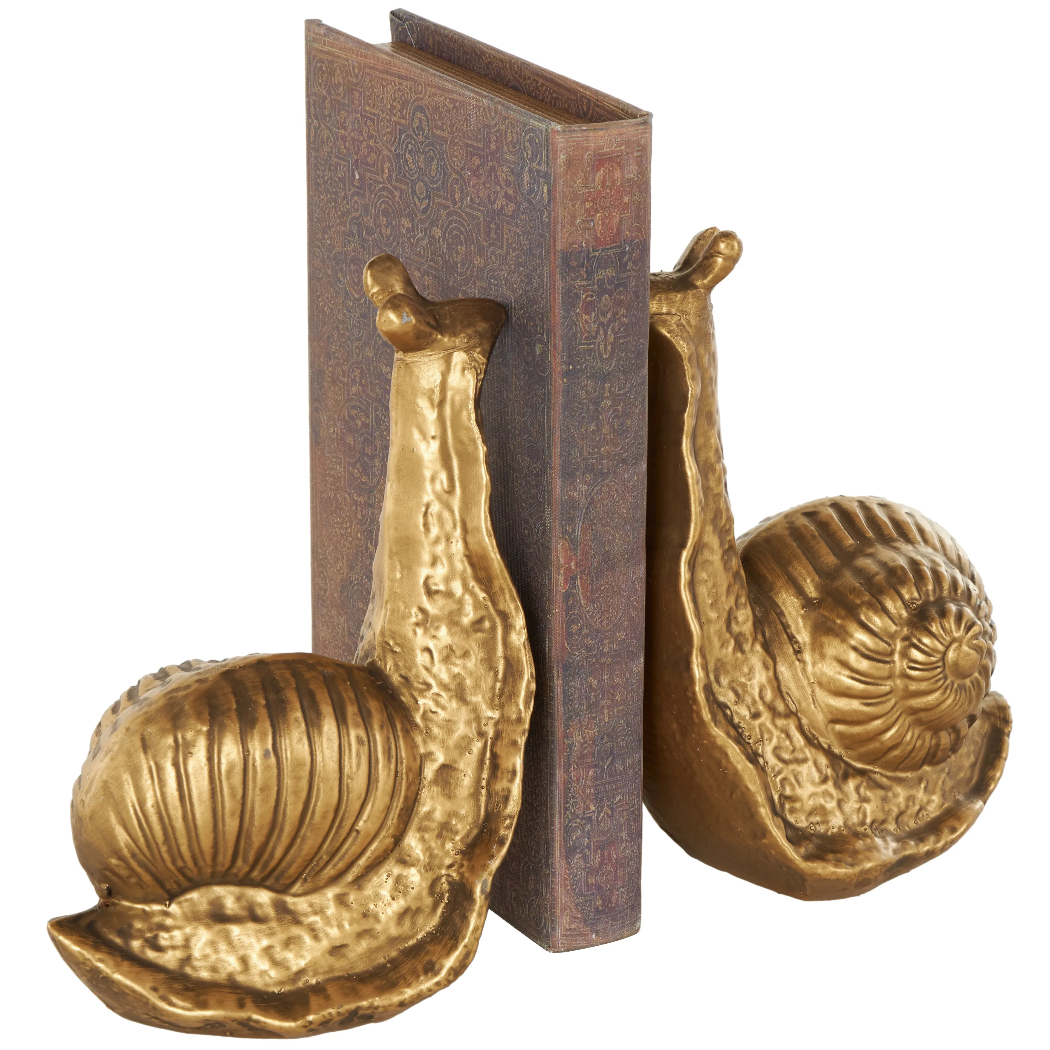 GOLDEN SNAIL BOOKENDS