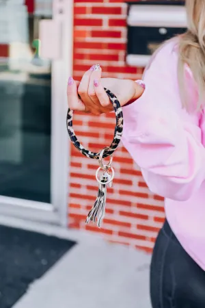 Gone Girl Leopard Wristlet Keyring - Beige