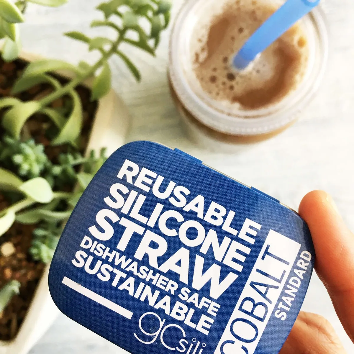 GoSili® 8" Silicone Straw with Travel Case, Eco-Friendly Reusable Soft Collapsible Drinking Straw