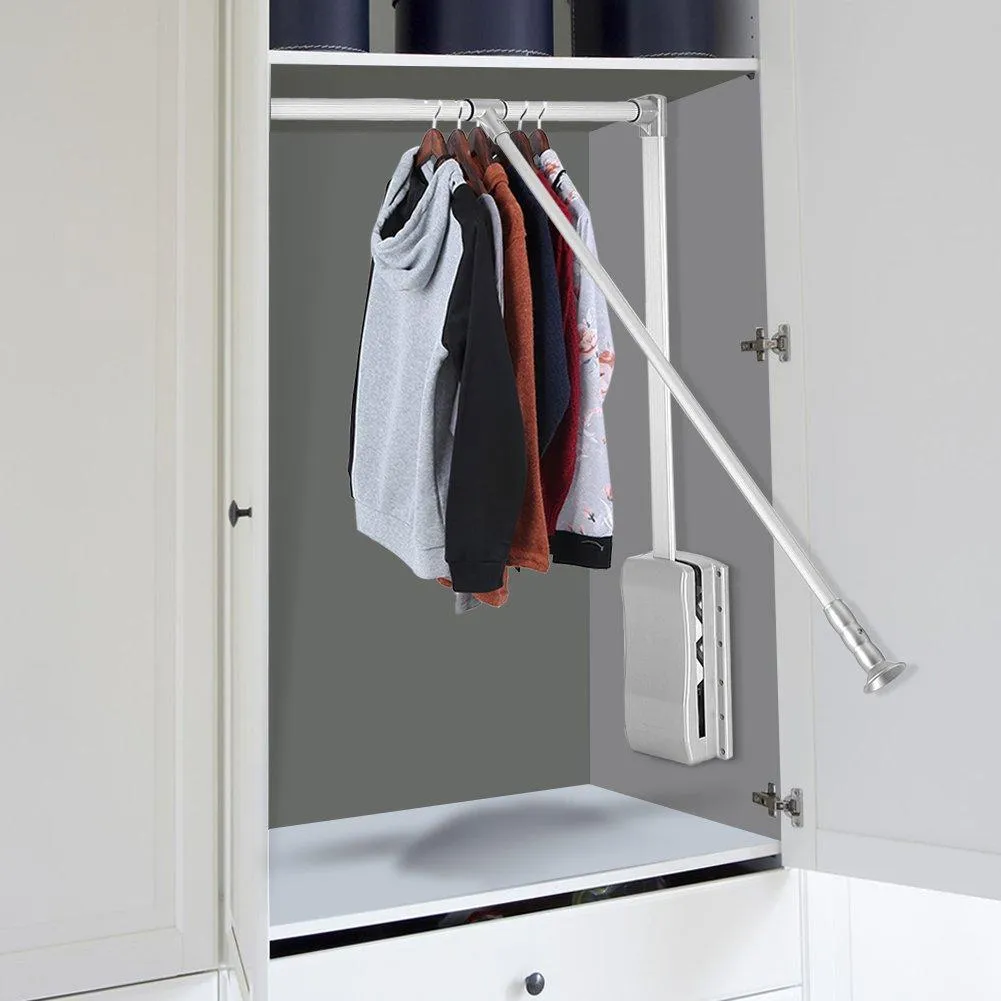 GOTOTOP Wardrobe Hanger, Aluminum Closet Storage Organizer Clothes Hanger Adjustable Pull-Down Closet Rod Wardrobe Lift Organizer (600-830mm)
