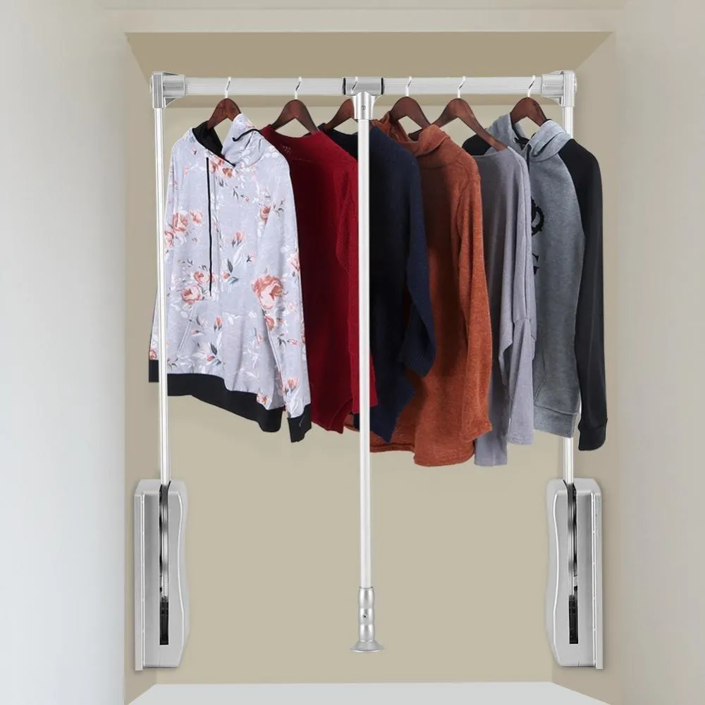 GOTOTOP Wardrobe Hanger, Aluminum Closet Storage Organizer Clothes Hanger Adjustable Pull-Down Closet Rod Wardrobe Lift Organizer (600-830mm)