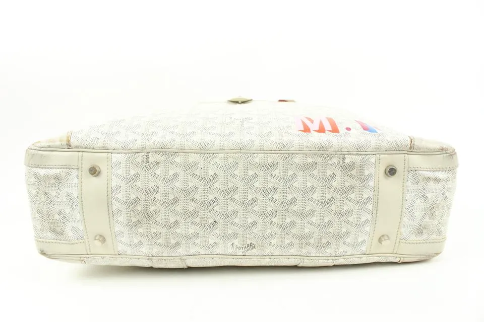 Goyard White Chevron Ambassade MM Briefcase Business Bag 12gy222s