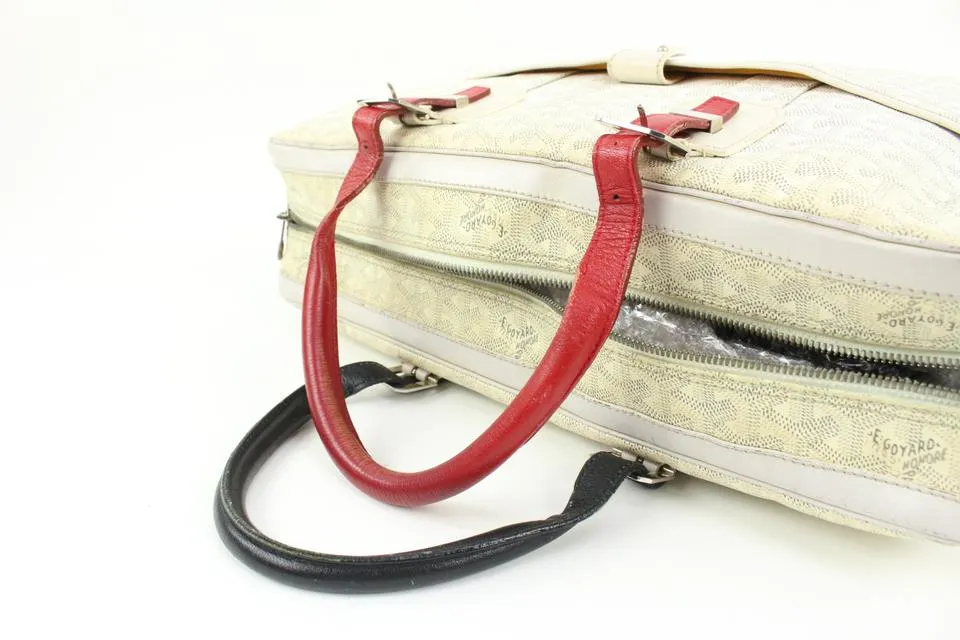 Goyard White Chevron Ambassade MM Briefcase Business Bag 12gy222s