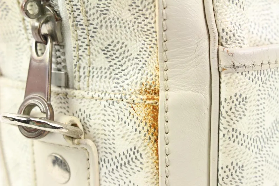 Goyard White Chevron Ambassade MM Briefcase Business Bag 12gy222s