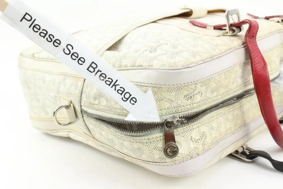 Goyard White Chevron Ambassade MM Briefcase Business Bag 12gy222s