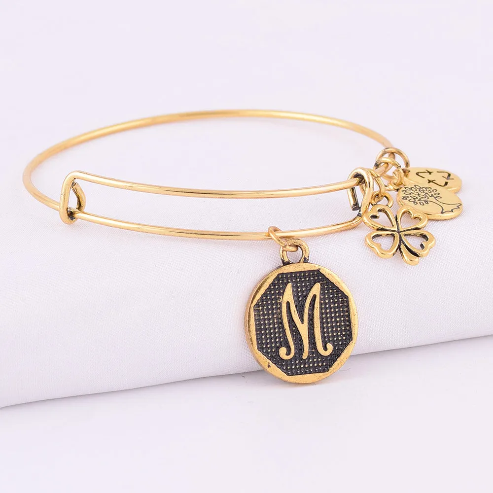 Grace Love Initial Expandable Wire Bangle Bracelet