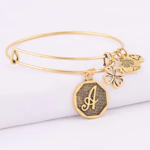 Grace Love Initial Expandable Wire Bangle Bracelet