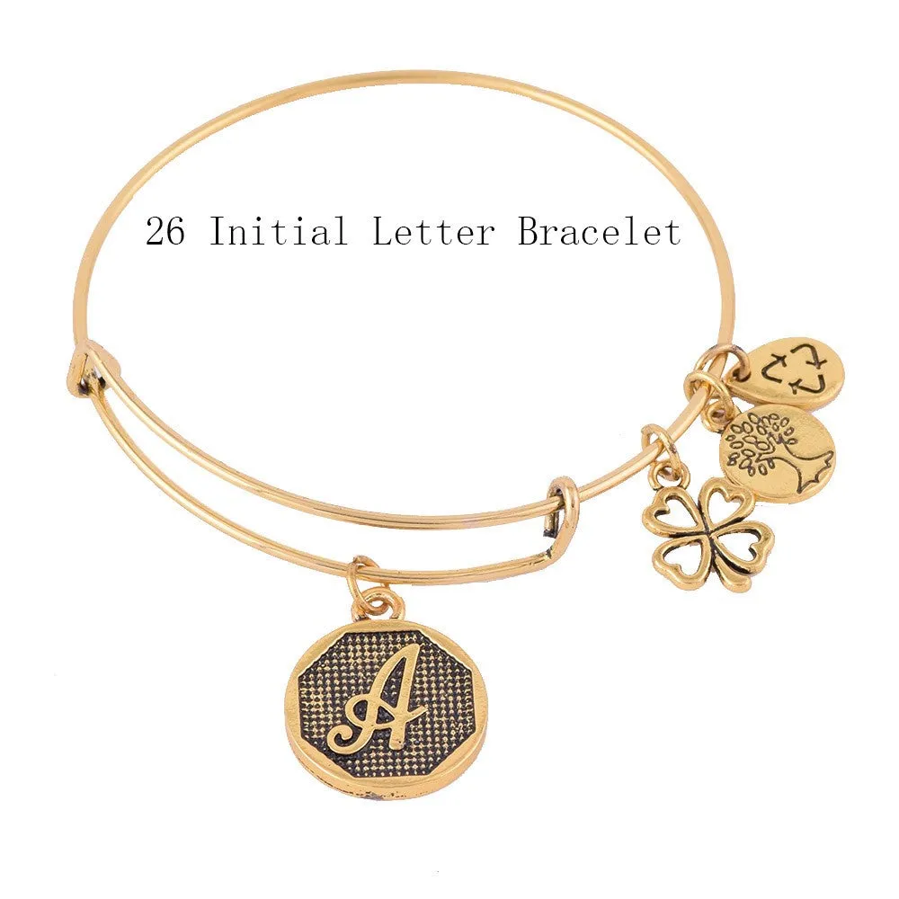 Grace Love Initial Expandable Wire Bangle Bracelet