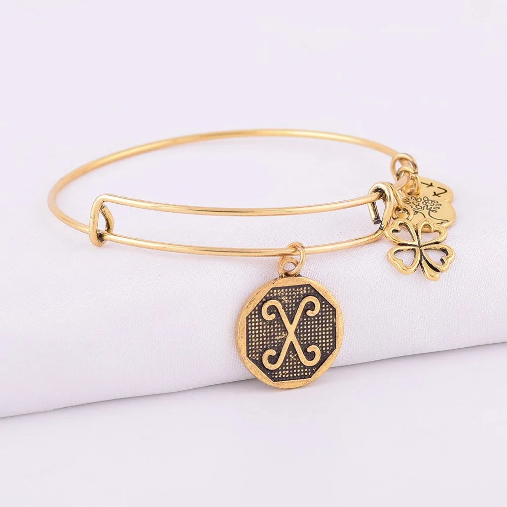 Grace Love Initial Expandable Wire Bangle Bracelet