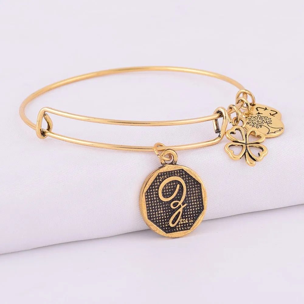 Grace Love Initial Expandable Wire Bangle Bracelet