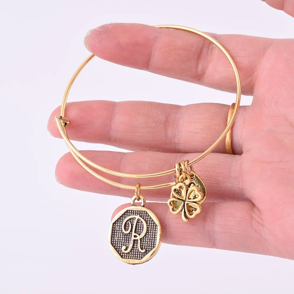 Grace Love Initial Expandable Wire Bangle Bracelet