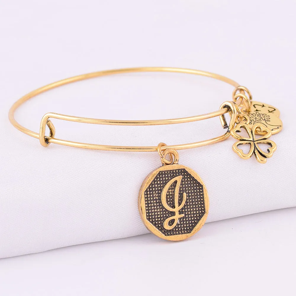 Grace Love Initial Expandable Wire Bangle Bracelet