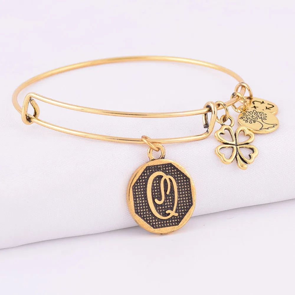 Grace Love Initial Expandable Wire Bangle Bracelet
