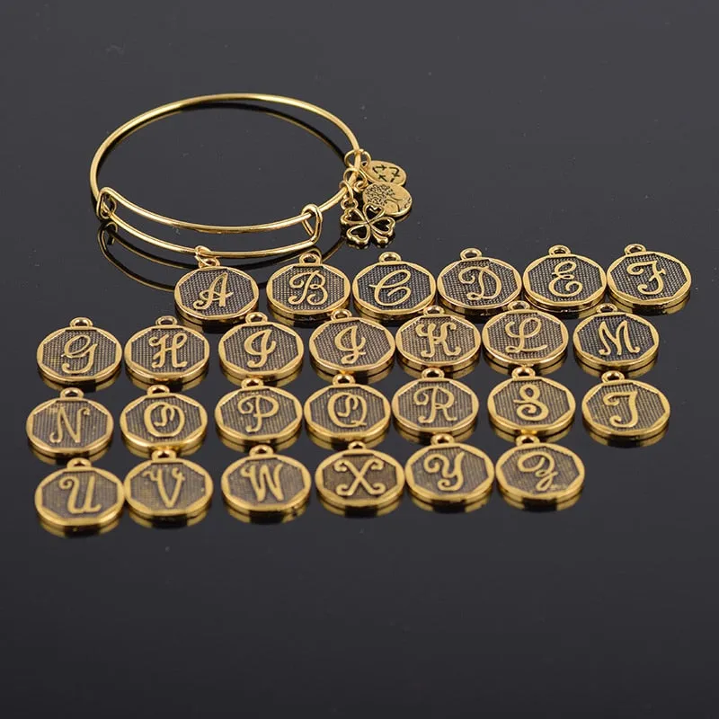 Grace Love Initial Expandable Wire Bangle Bracelet