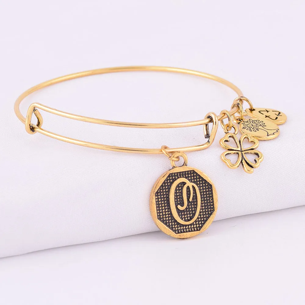 Grace Love Initial Expandable Wire Bangle Bracelet