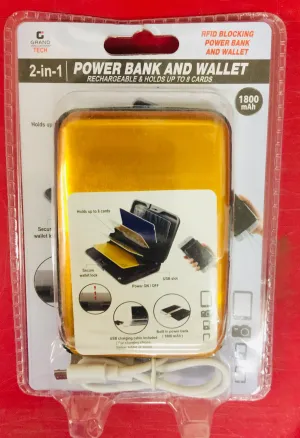 Grand Innovation 2 in 1 Power Bank and RFID Blocking Wallet Rechargeable and holds up to 8 cards Wallet