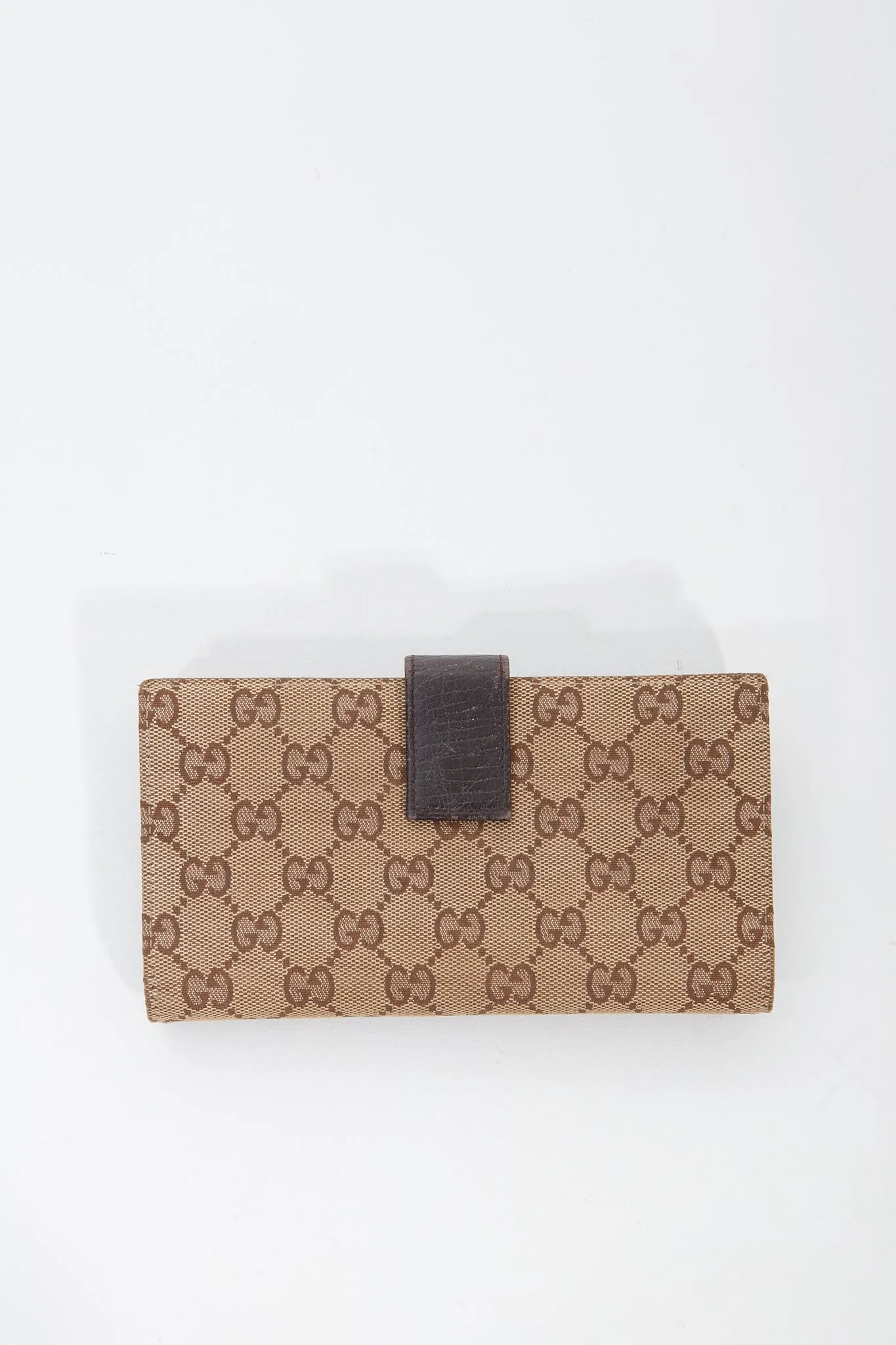 Gucci Brown GG Canvas Horsebit Gold Détail Flap Wallet