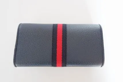 Gucci Ophidia Leather Continental Wallet On Chain in Blue