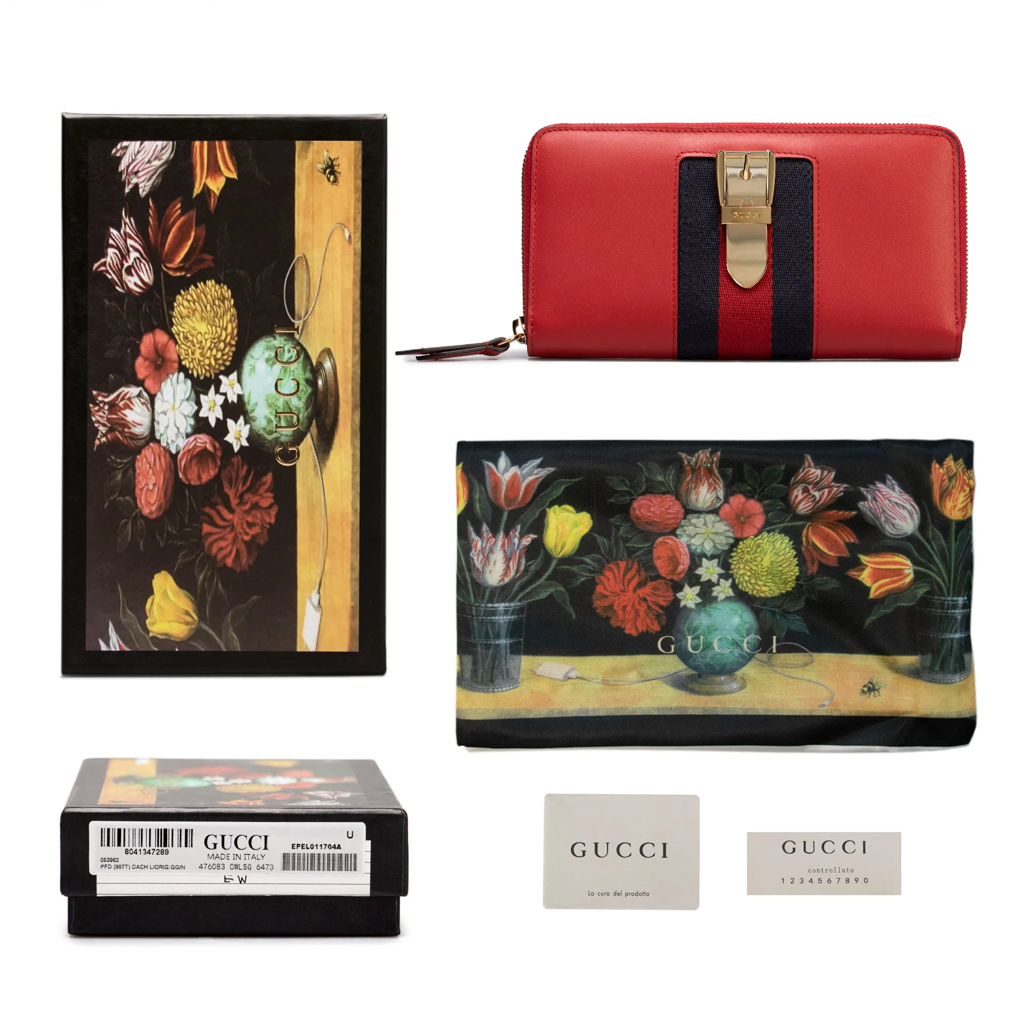 Gucci Sylvie Red Zip Around Wallet