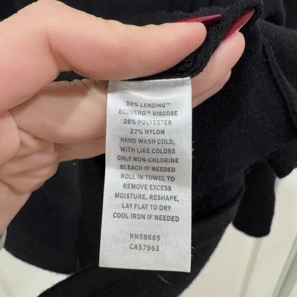 Halogen Women's Medium M Asymmetric Button Mock Neck Stitch Mix Sweater Black