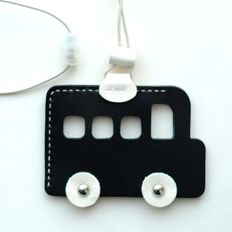 HANDMADE LEATHER CUTE Women Bus CARD Holder Keychain PERSONALIZED MONOGRAMMED GIFT CUSTOM Bus Wallet Card Holder keyring